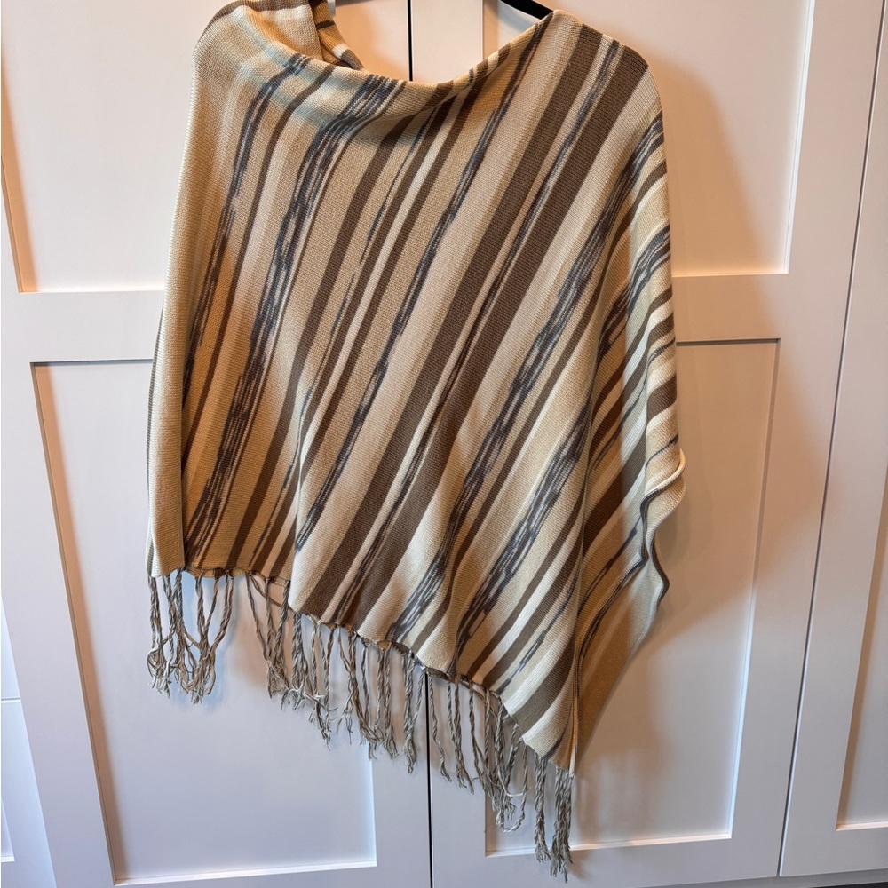 J. Jill Beige and Gray Striped Poncho